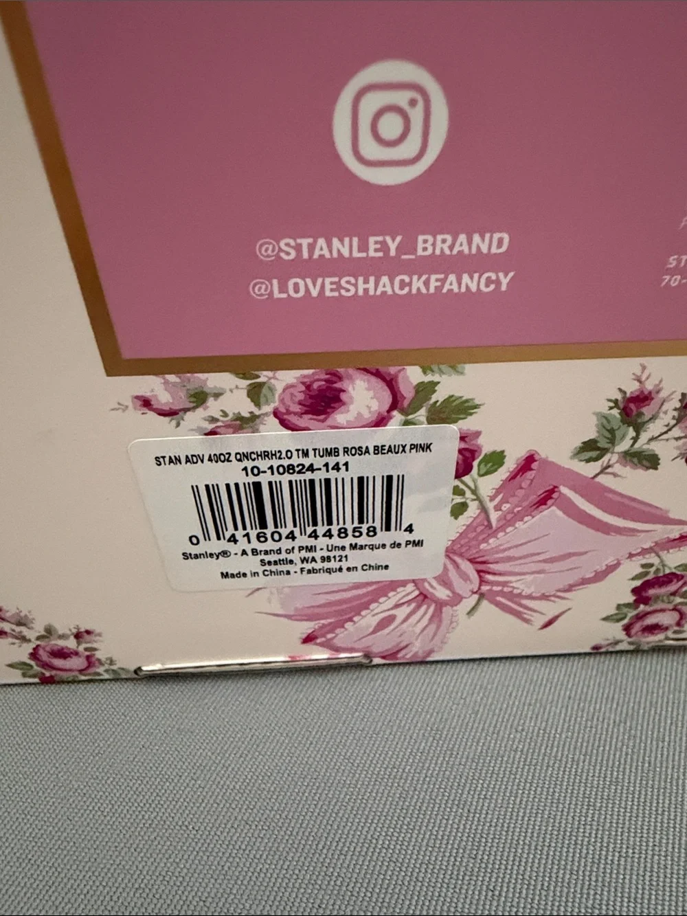 EUC Stanley Love Shack Fancy Rosa Beaux Pink 40oz Tumbler - Picture 12 of 12